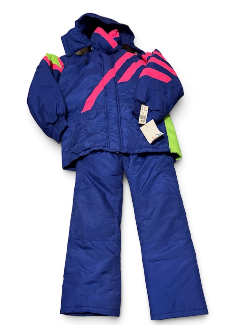 Vintage 90s Kids neon purple  Snow Suit Pink & Green Accents TimeOut size 12